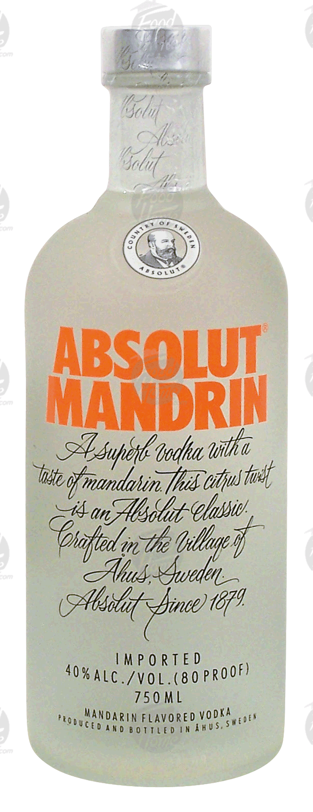 Absolut  mandrin flavor vodka, imported, 40% alc. by vol. Full-Size Picture